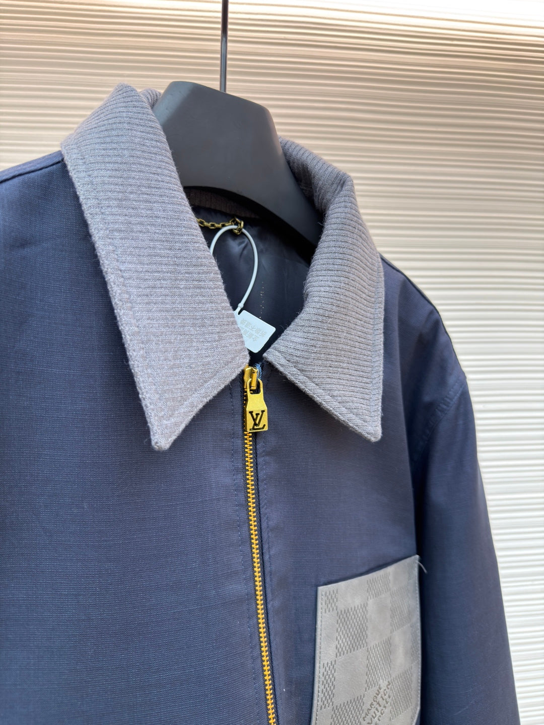 LV Leather Logo Blend Work Jacket
