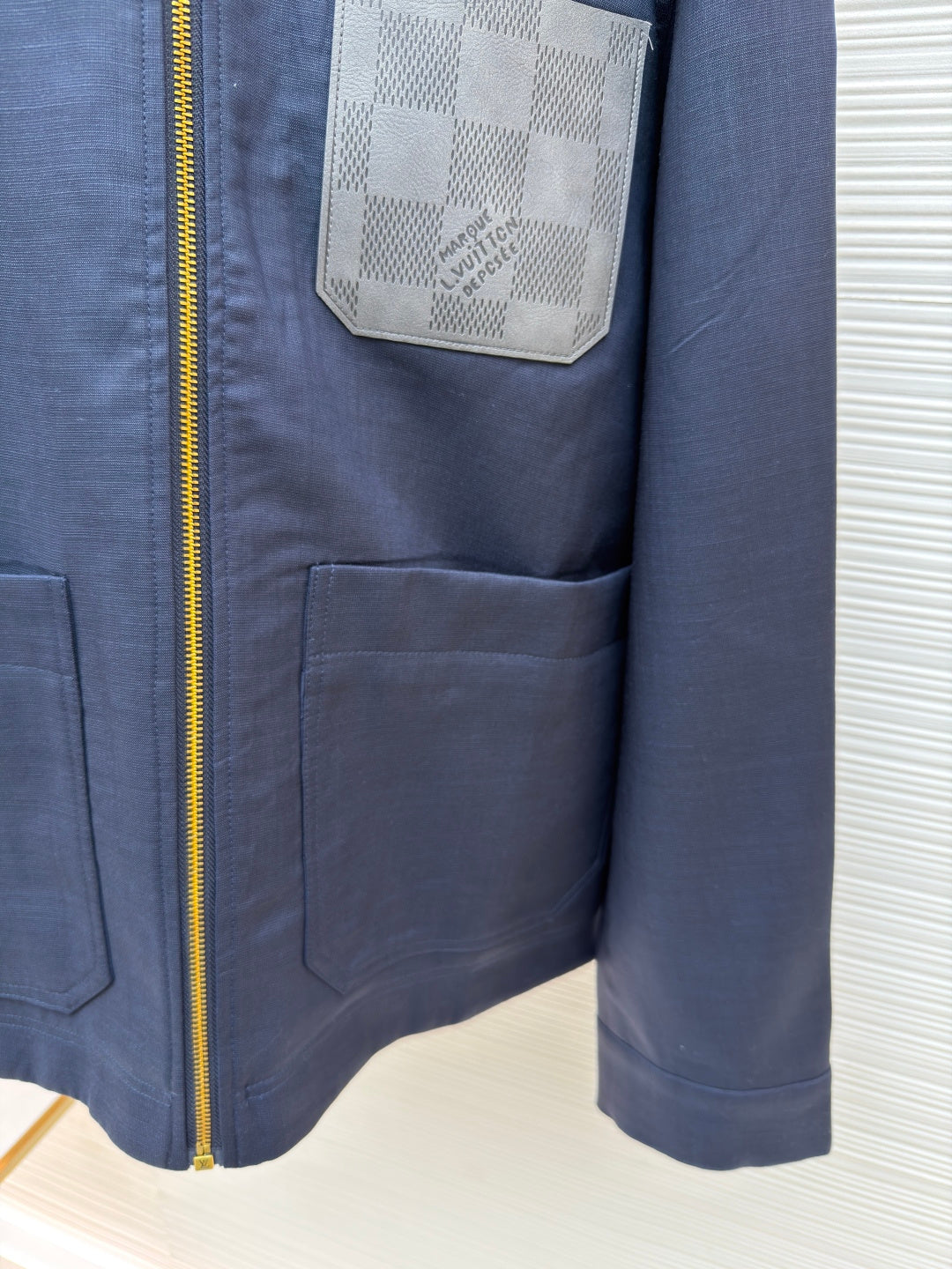 LV Leather Logo Blend Work Jacket