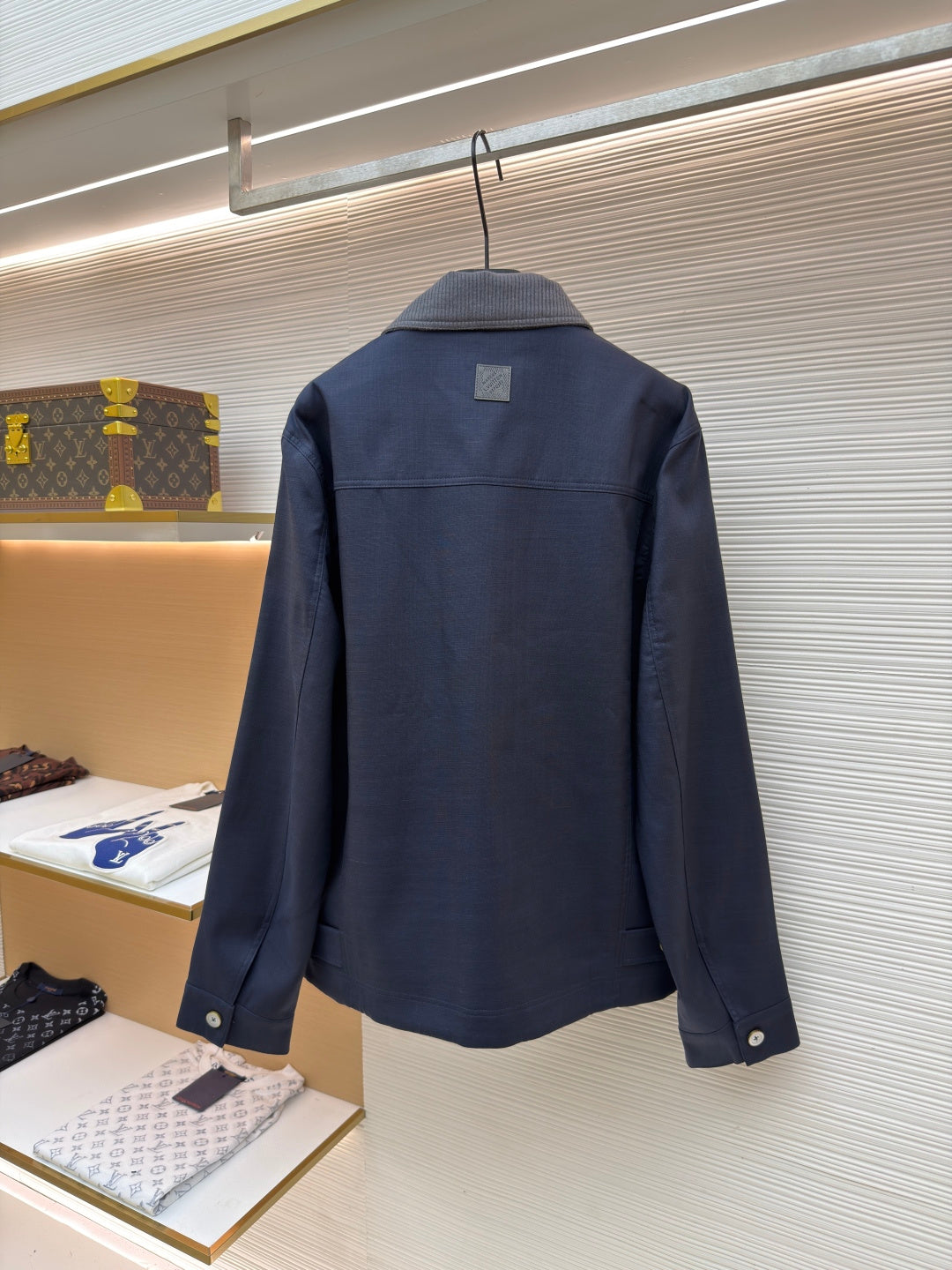 LV Leather Logo Blend Work Jacket