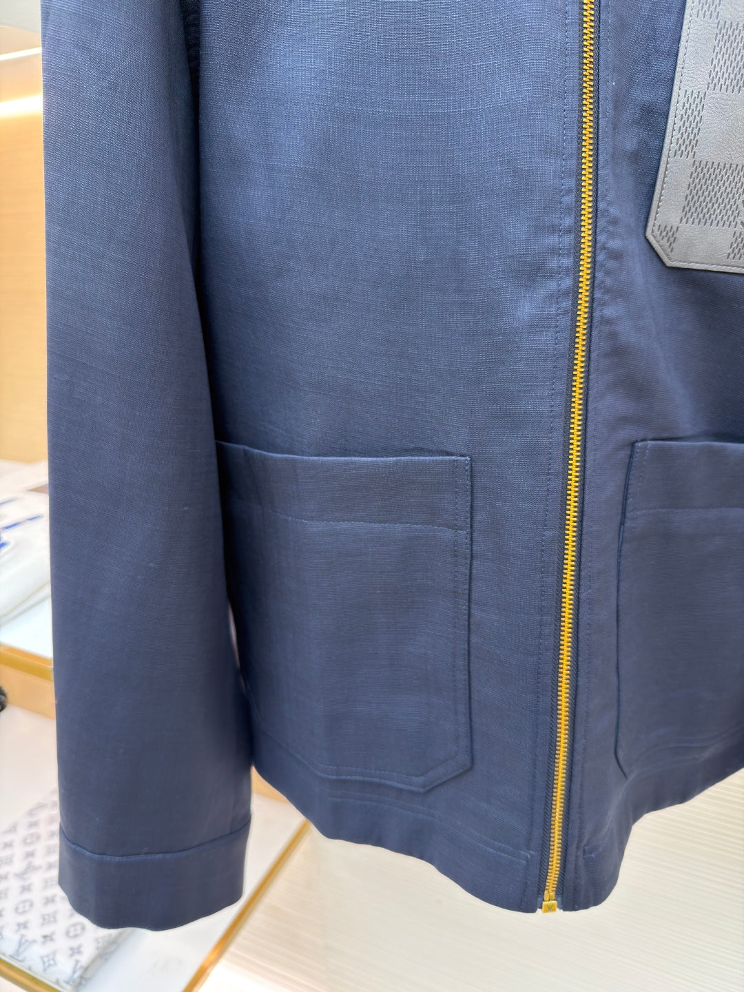 LV Leather Logo Blend Work Jacket