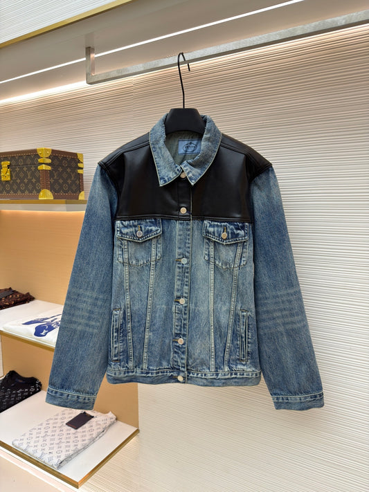 Prada Leather Denim Jacket