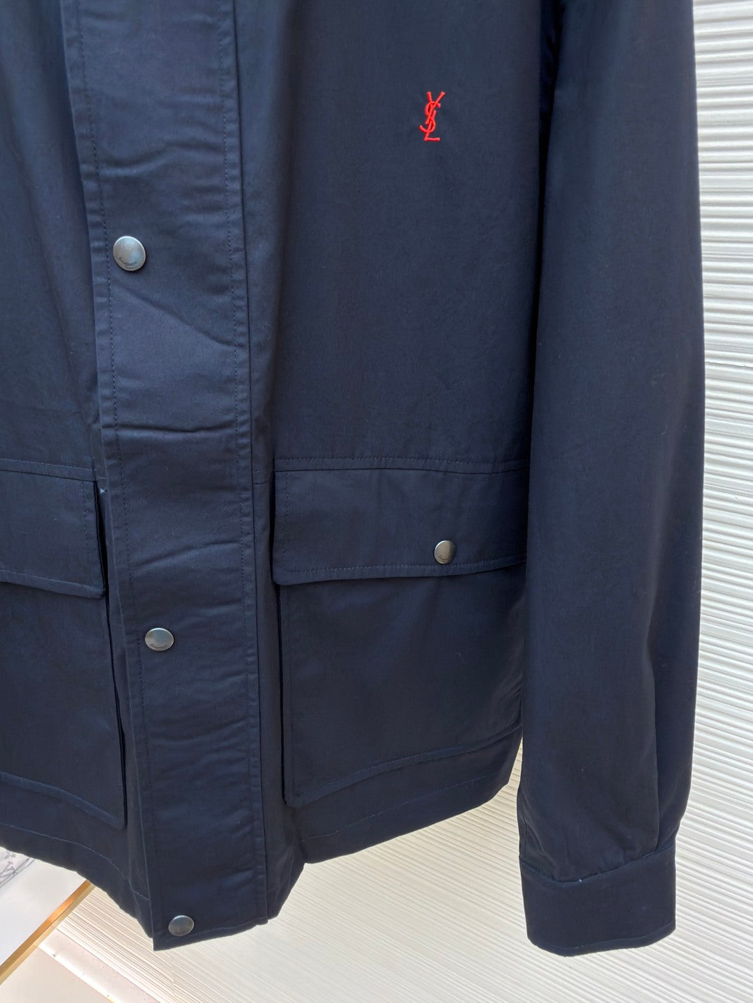 Saint Laurent Reversible Zipper Long-Sleeved Pocket Jacket