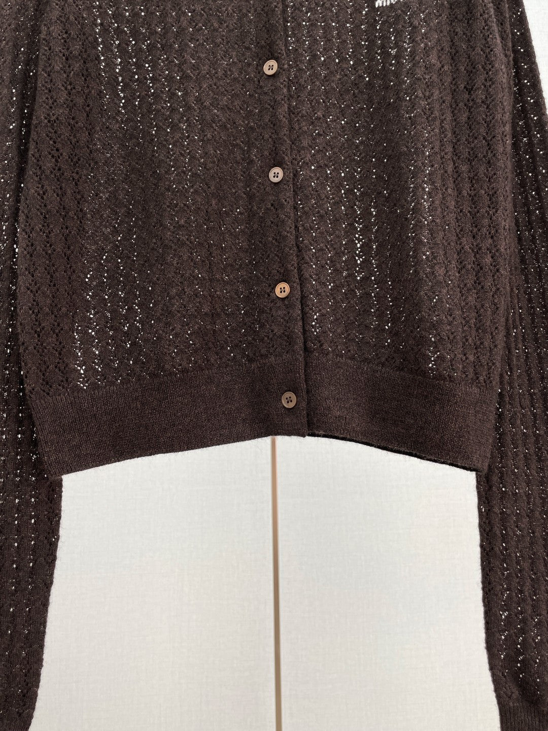 Miu Miu Letter Embroidery Hollow-Out Long Sleeve Knit Cardigan Women's
