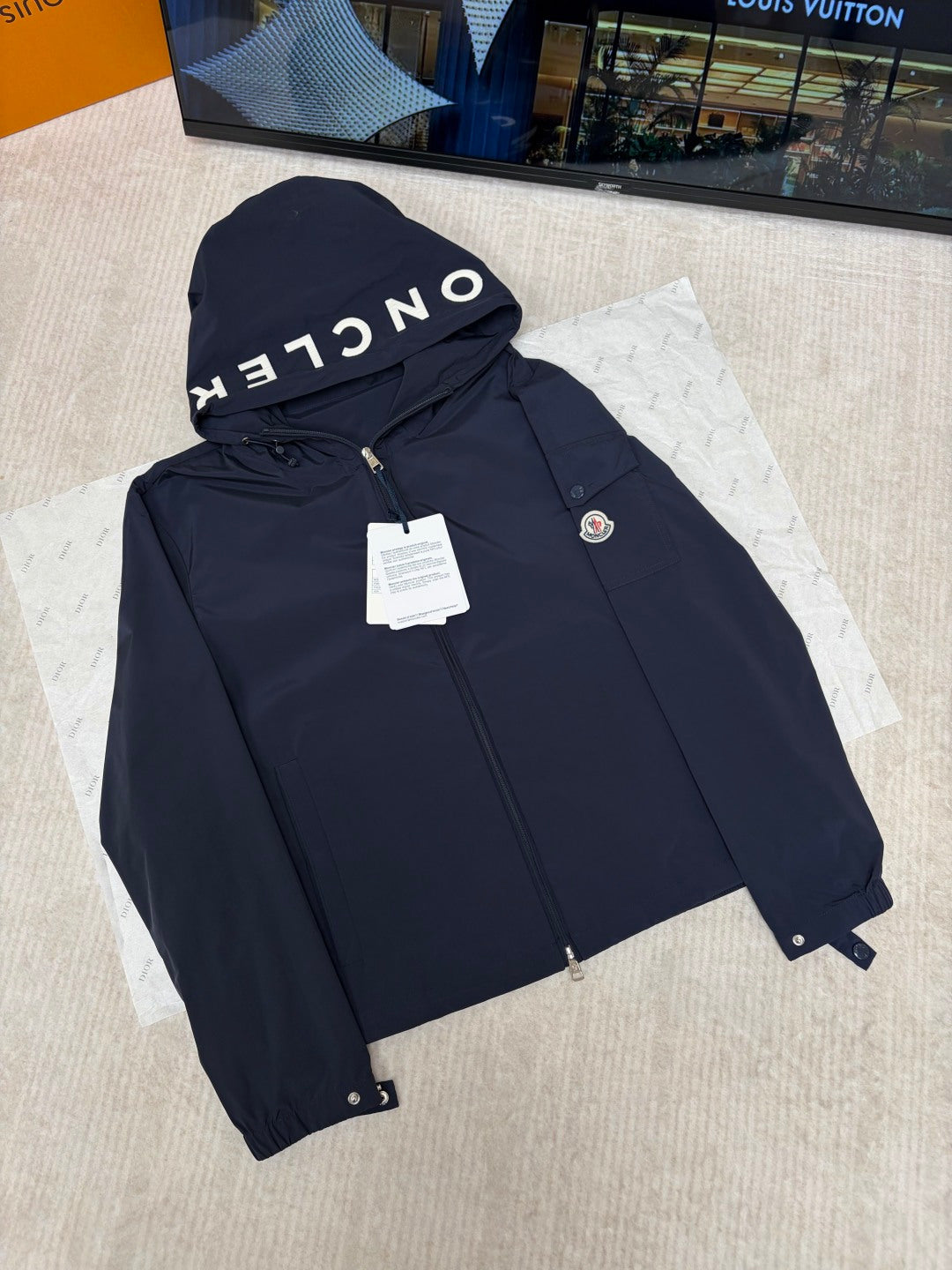 Moncler Hooded Letter Print Lightweight Jacket