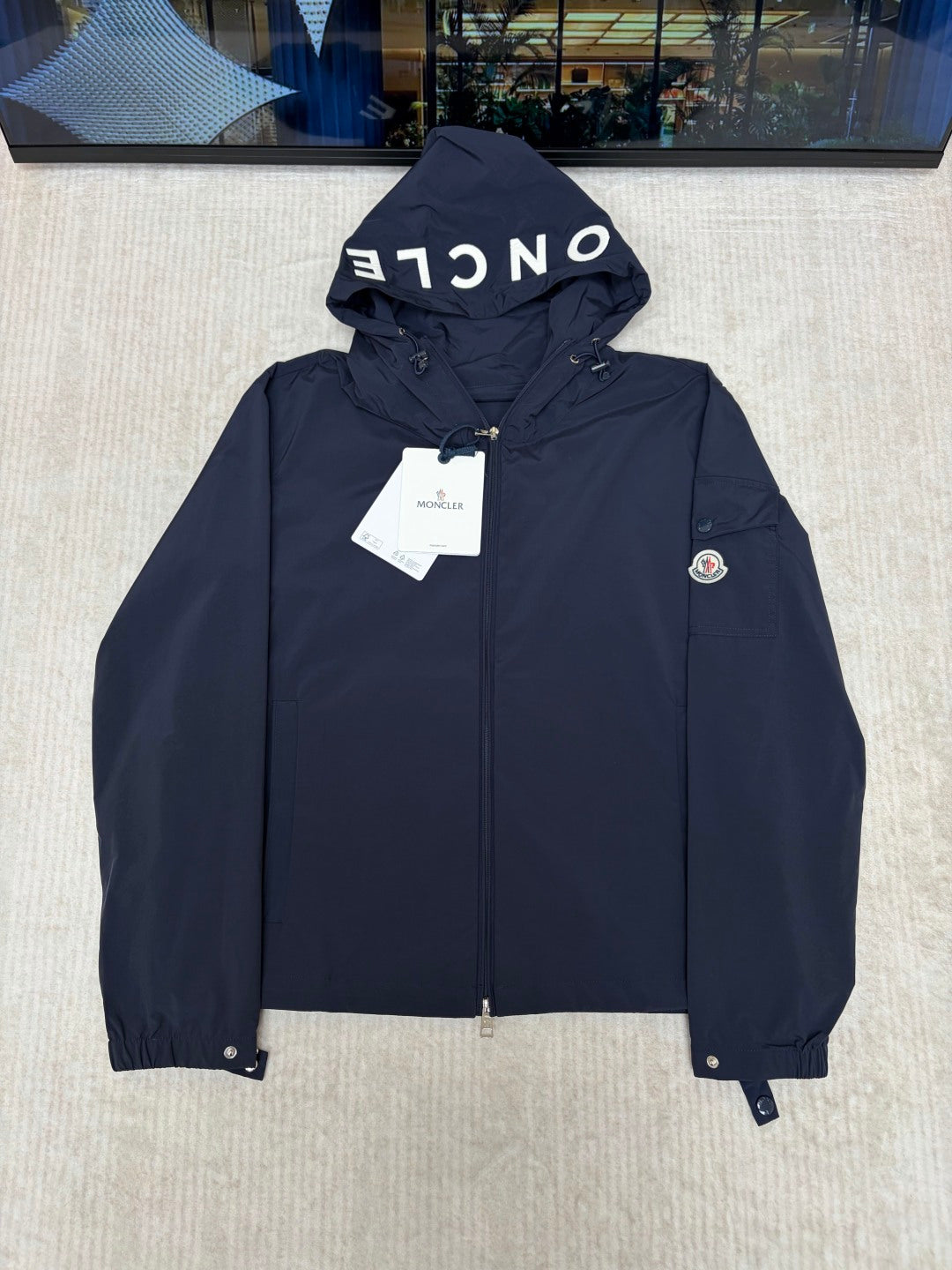 Moncler Hooded Letter Print Lightweight Jacket