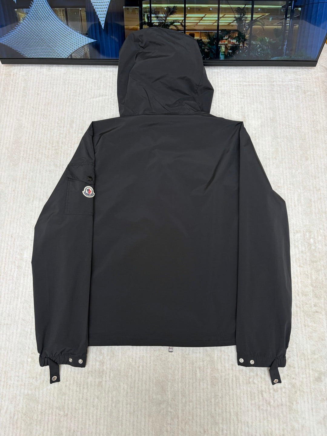 Moncler Hooded Letter Print Lightweight Jacket