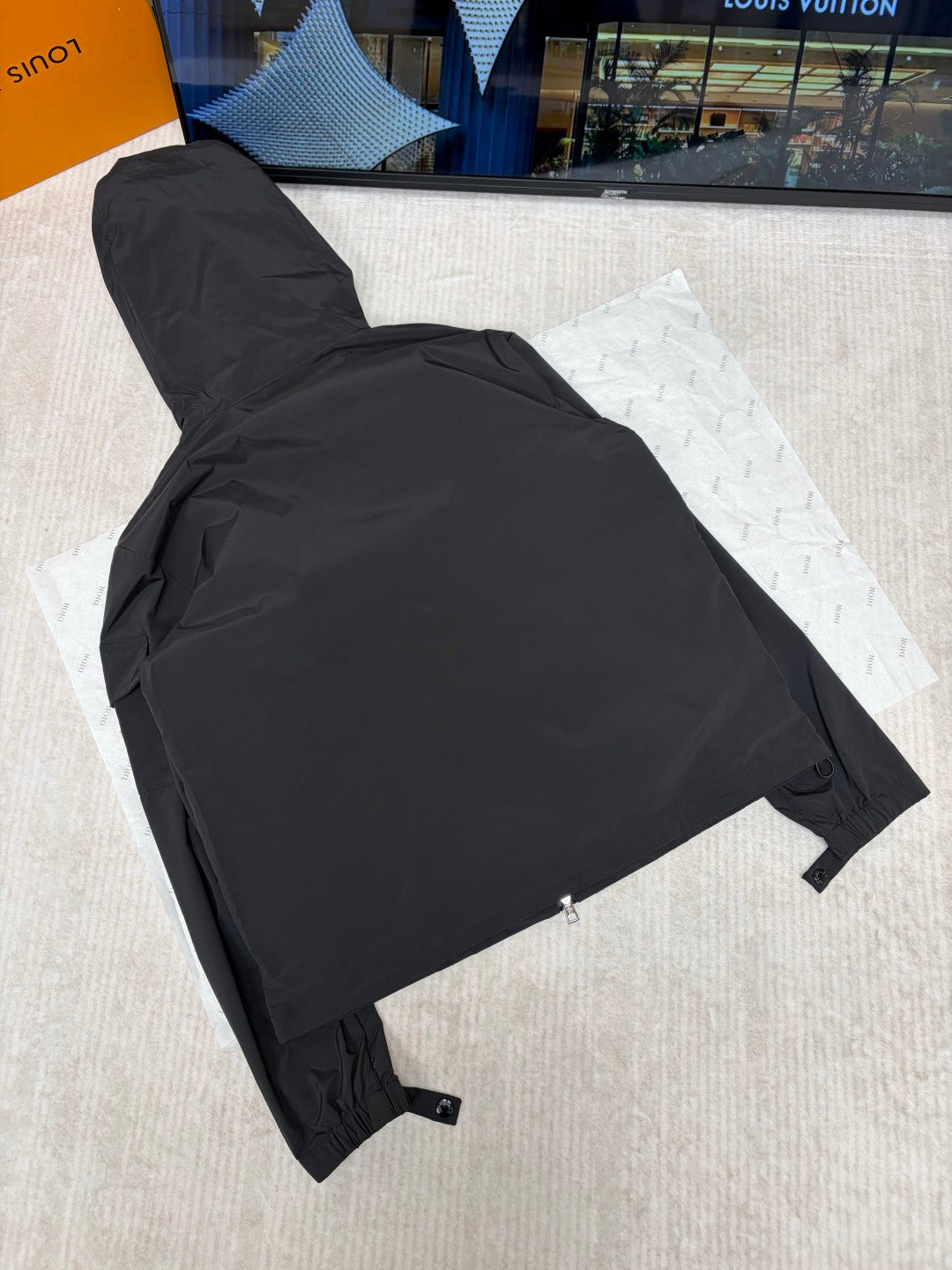 Moncler Hooded Letter Print Lightweight Jacket