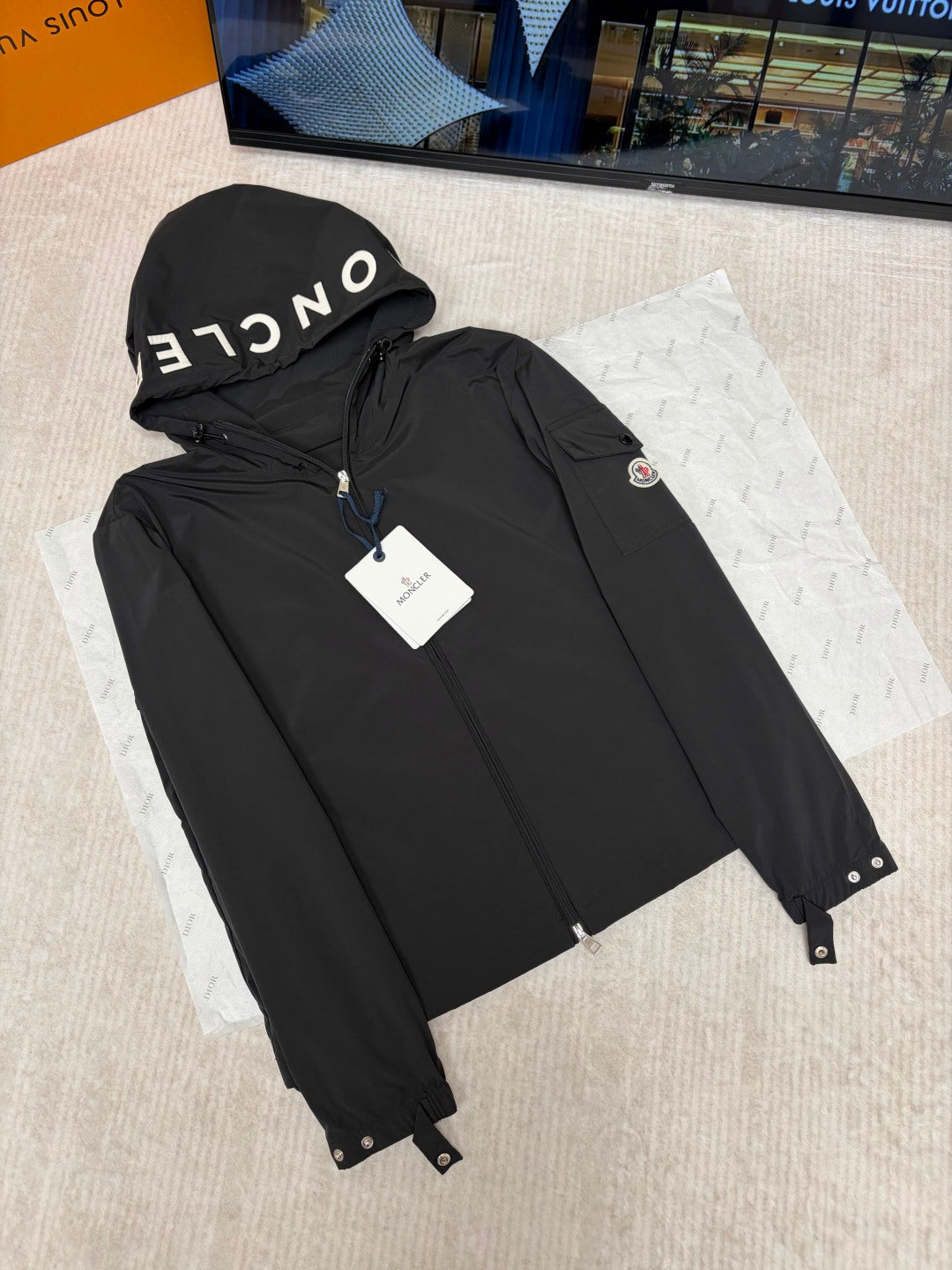 Moncler Hooded Letter Print Lightweight Jacket