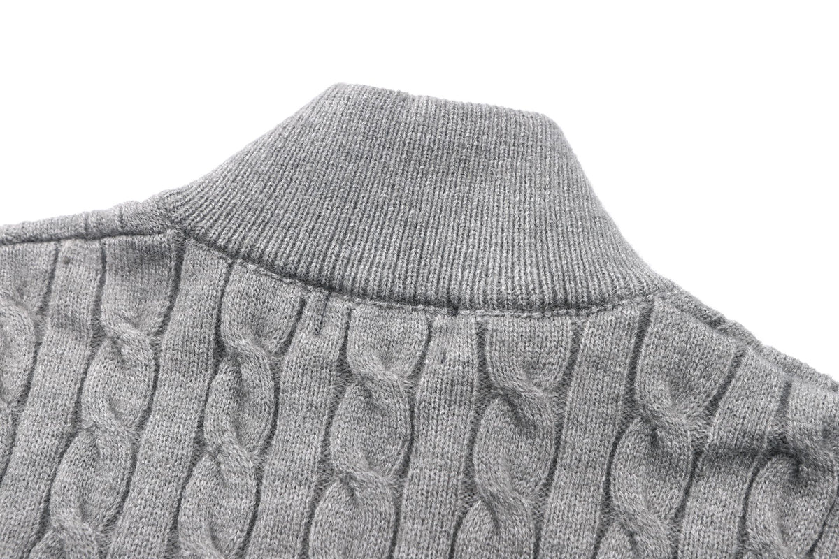 Ralph Lauren Embroidery Chunky Cable Knit Half-Zip Sweater