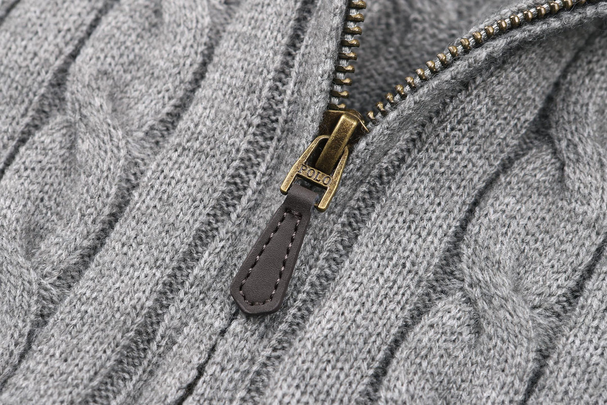 Ralph Lauren Embroidery Chunky Cable Knit Half-Zip Sweater