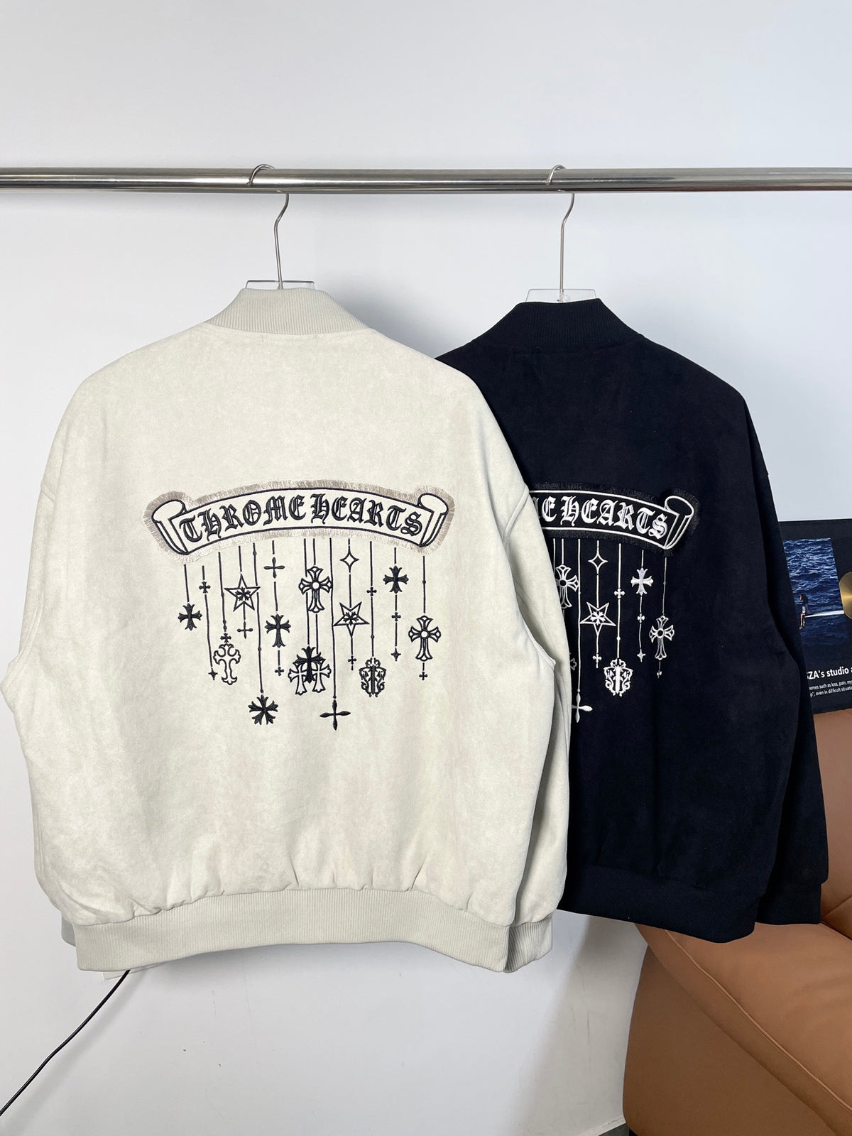 Chrome Hearts Suede Baseball Jacket