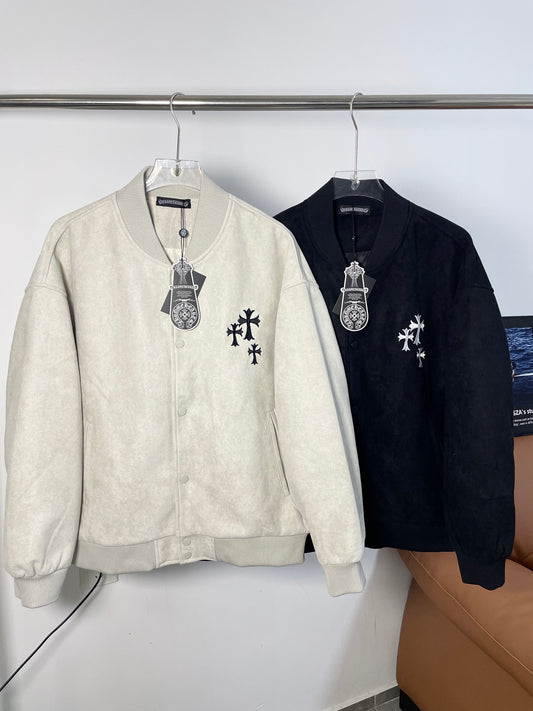Chrome Hearts Suede Baseball Jacket