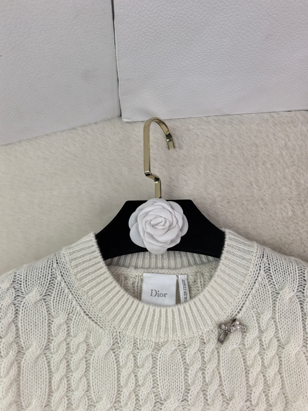Dior Metal Bow Crew Neck Sweater Women's