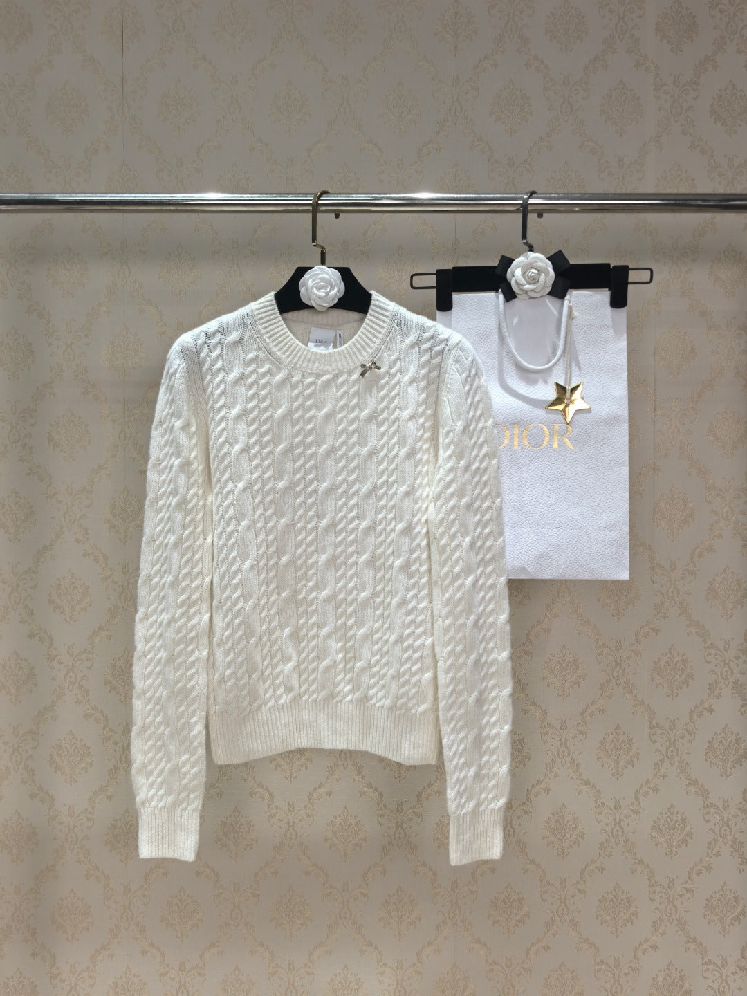 Dior Metal Bow Crew Neck Sweater Women's