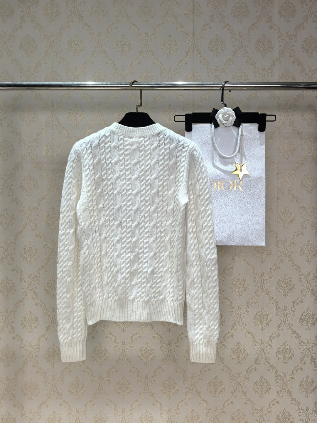 Dior Metal Bow Crew Neck Sweater Women's