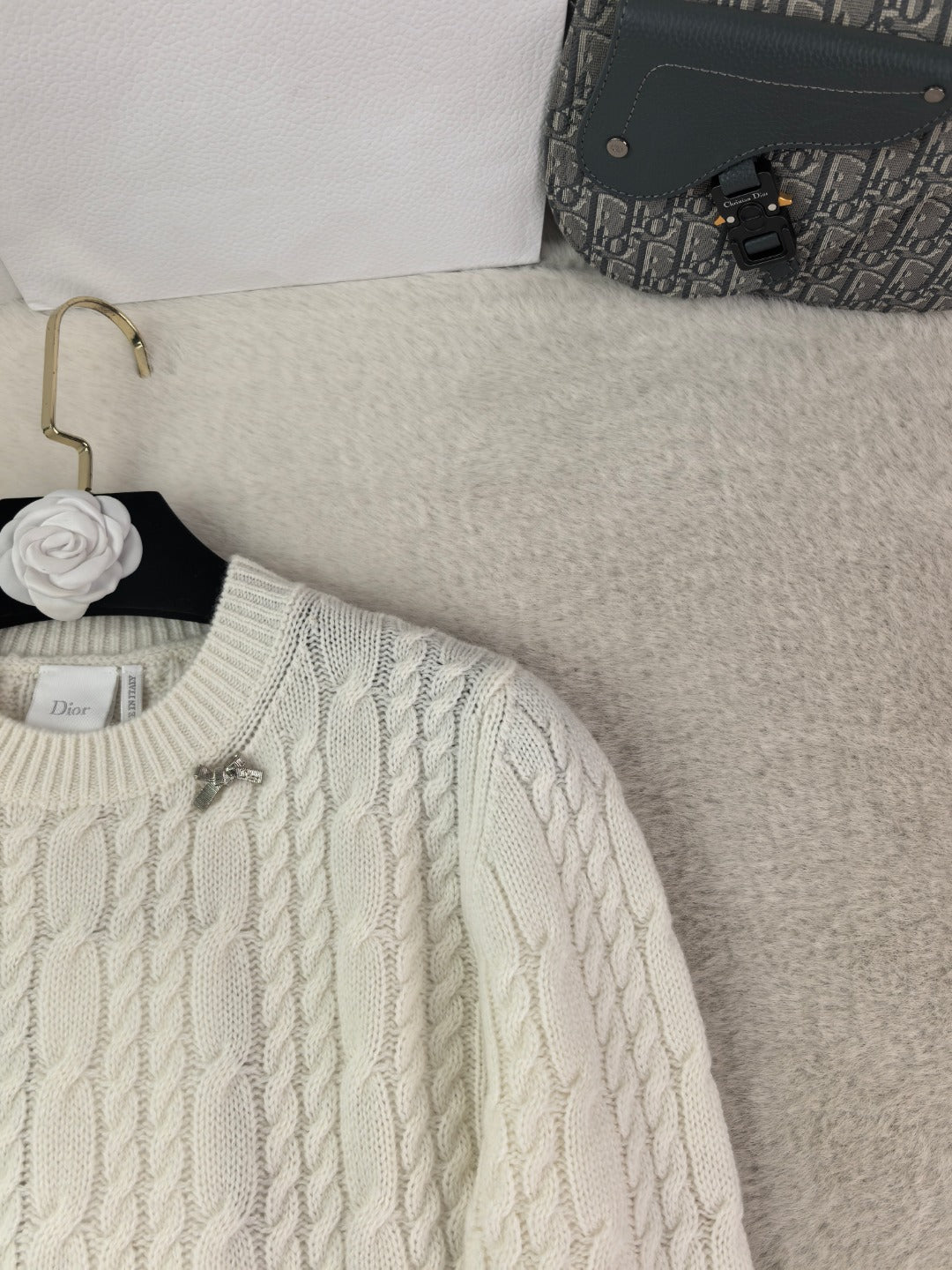 Dior Metal Bow Crew Neck Sweater Women's