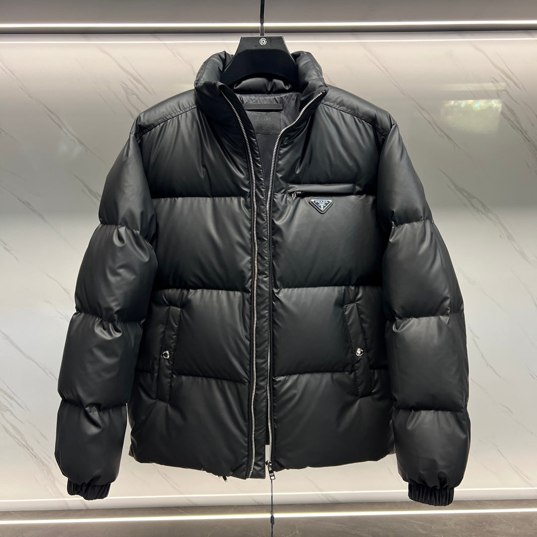 Prada Tech Leather Down Jacket