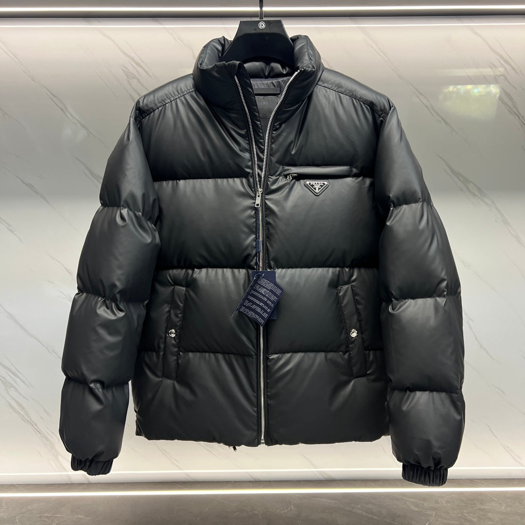 Prada Tech Leather Down Jacket