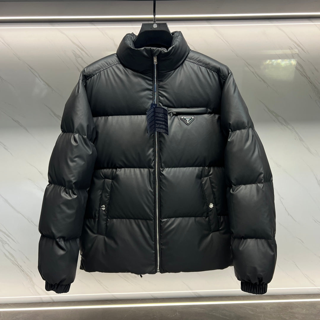Prada Tech Leather Down Jacket
