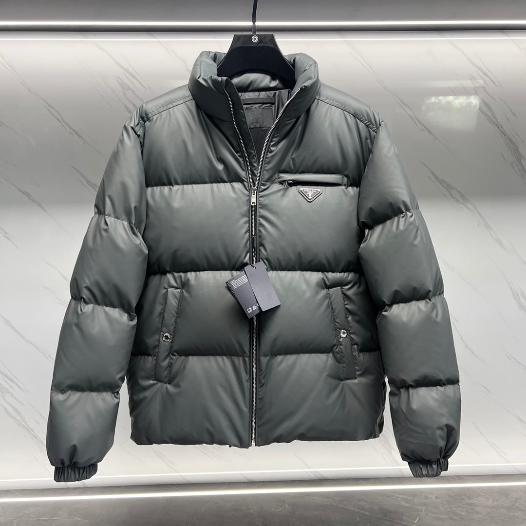 Prada Tech Leather Down Jacket
