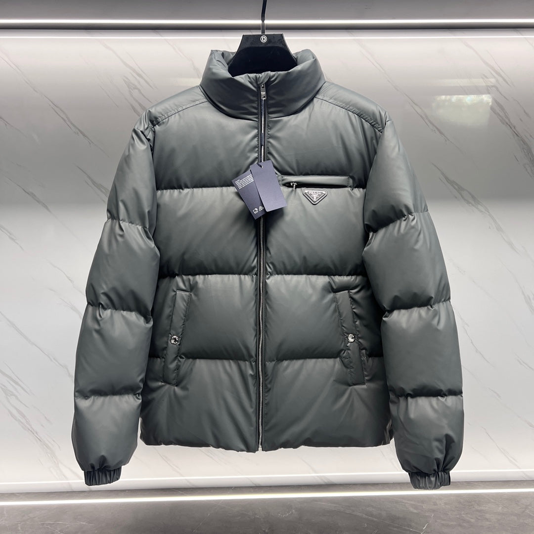 Prada Tech Leather Down Jacket