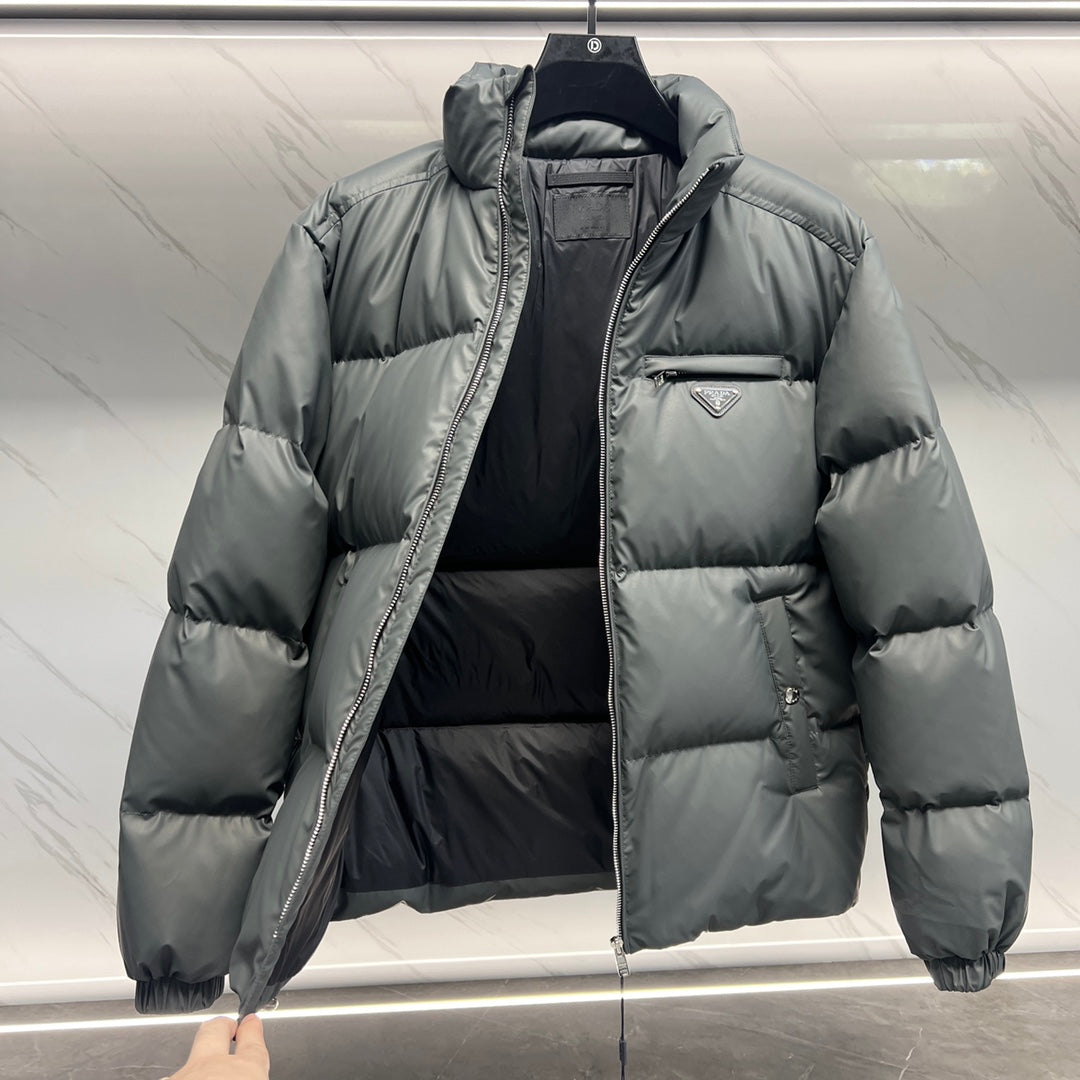 Prada Tech Leather Down Jacket
