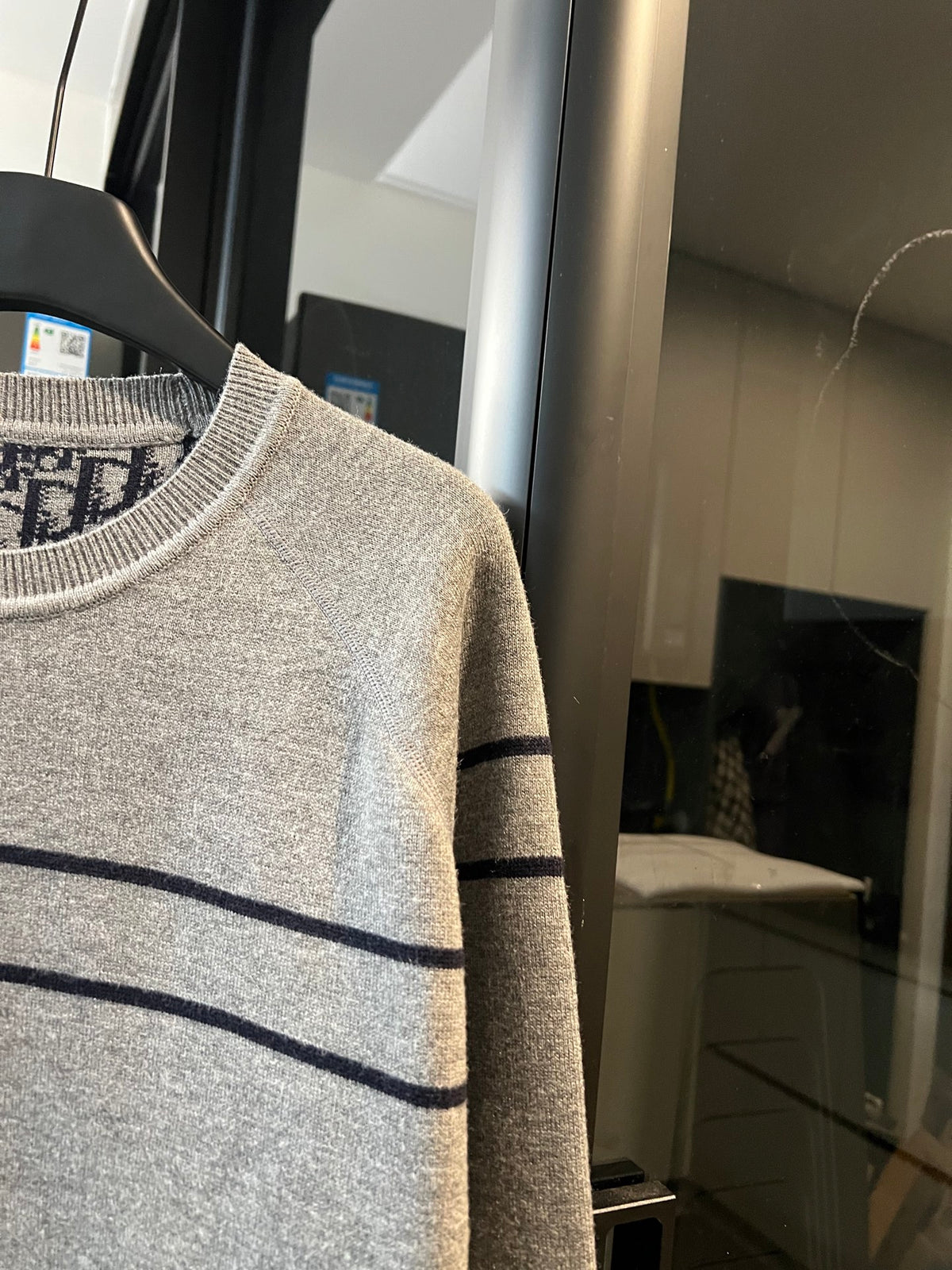 Dior Oblique Monogram Knit Cashmere Reversible Crew Neck Sweater