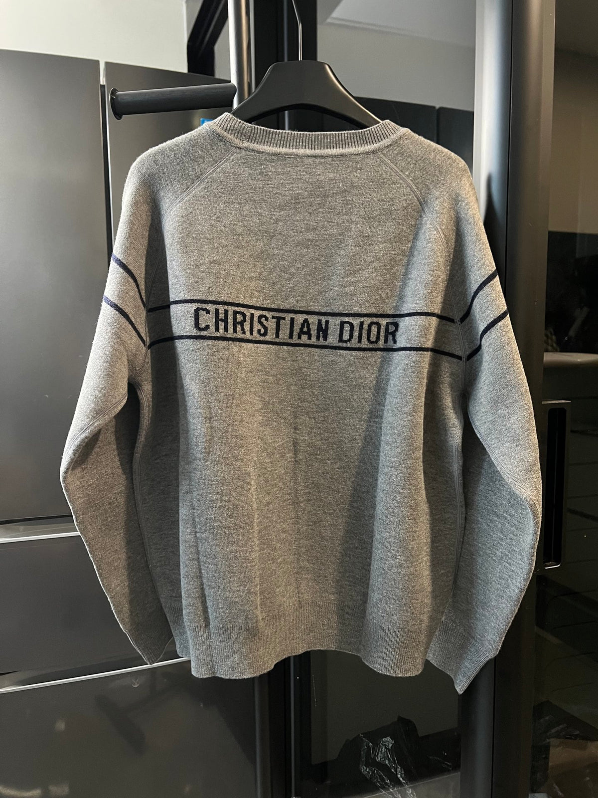 Dior Oblique Monogram Knit Cashmere Reversible Crew Neck Sweater