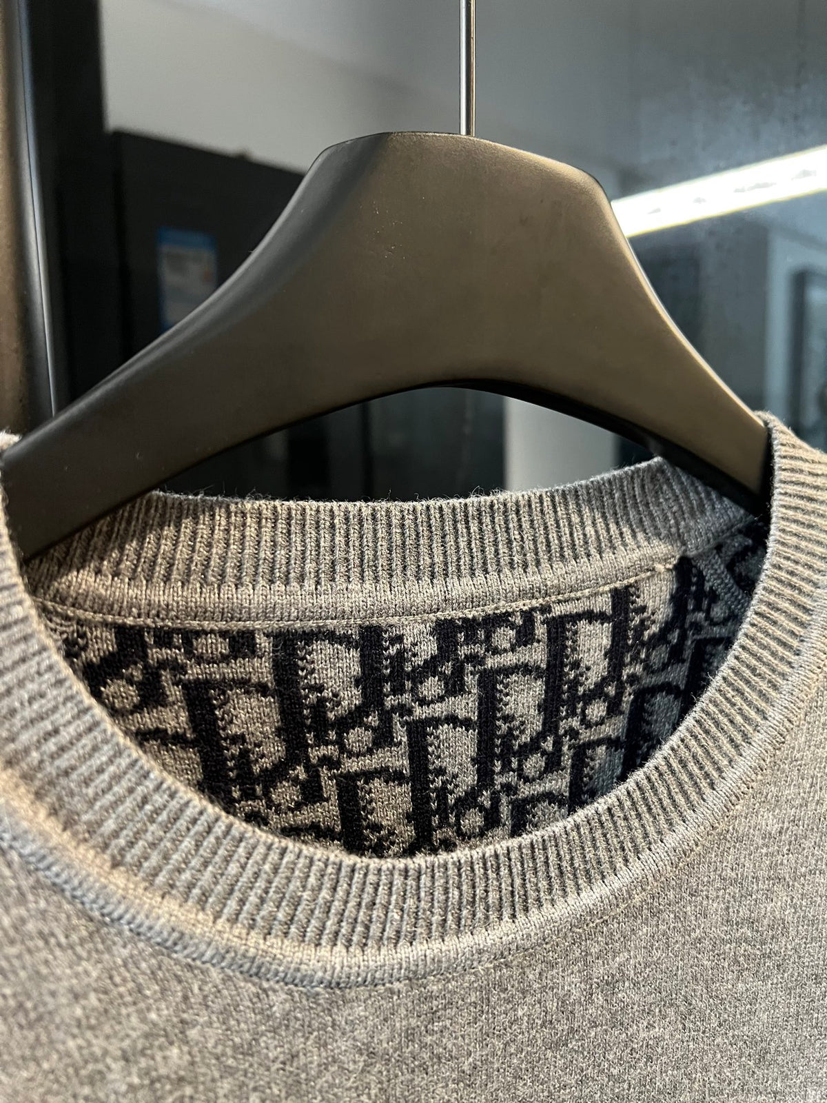 Dior Oblique Monogram Knit Cashmere Reversible Crew Neck Sweater