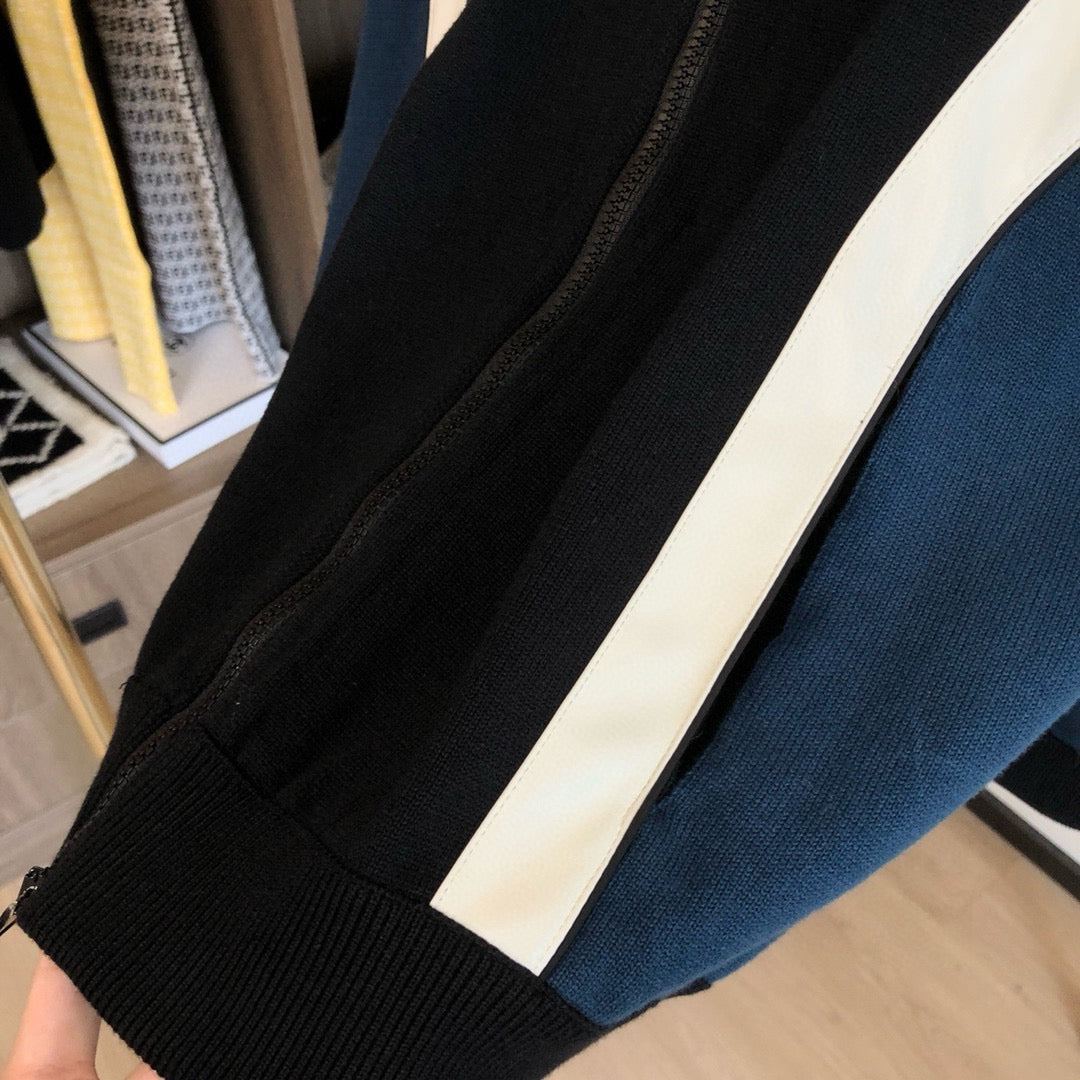 LV Mixed Leather Knit Cardigan