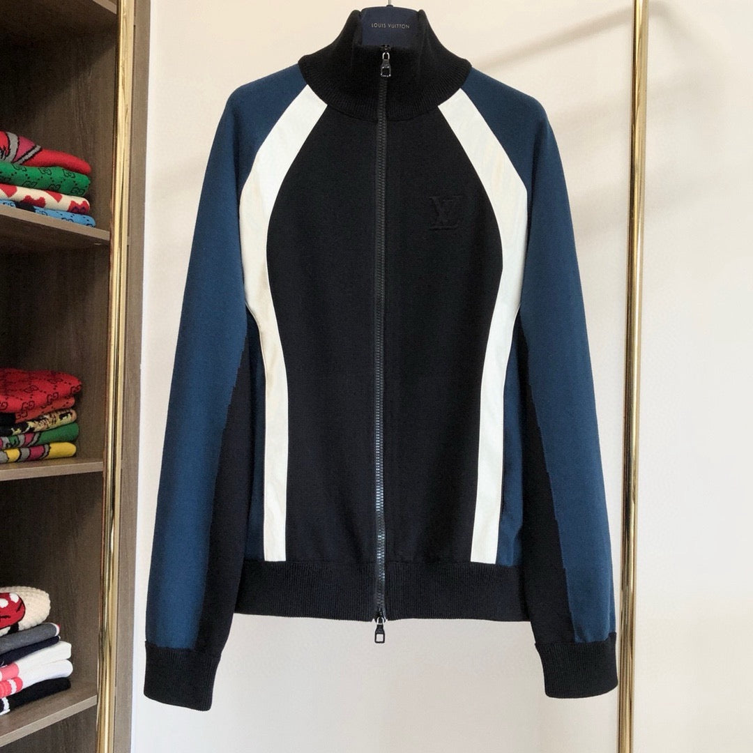LV Mixed Leather Knit Cardigan