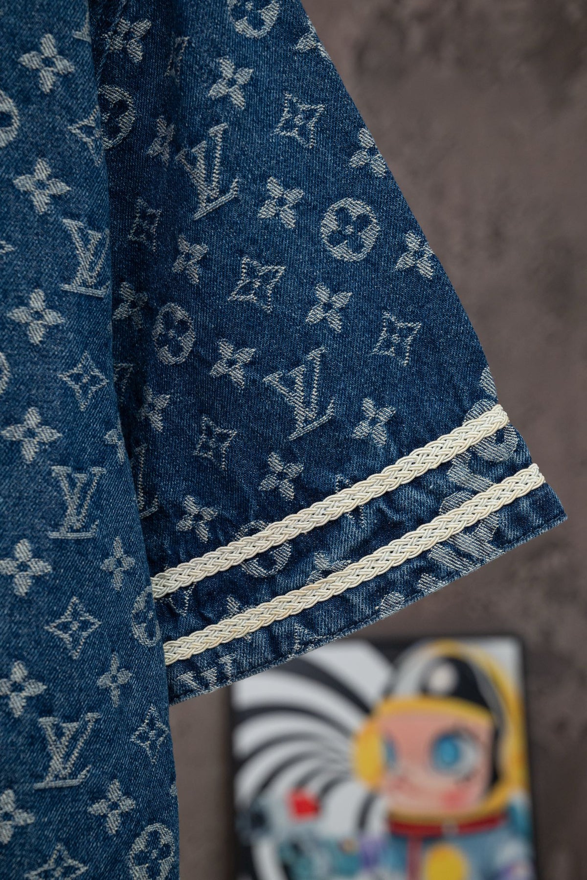 LV x Supreme Collab Short Sleeve Denim Baseball Shirt