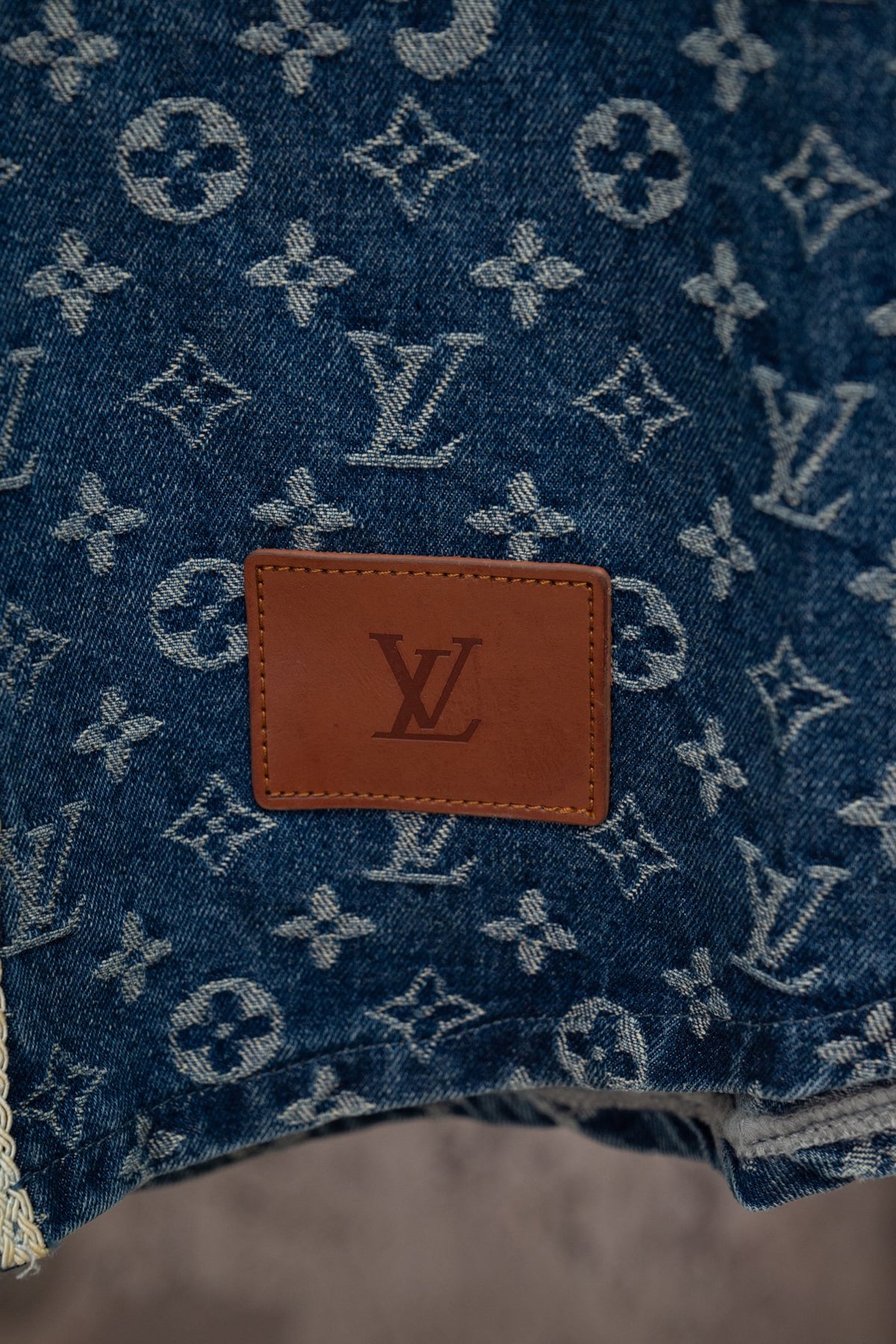 LV x Supreme Collab Short Sleeve Denim Baseball Shirt