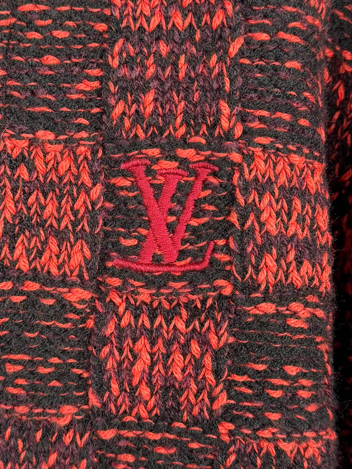 LV Damier Jacquard Cardigan with Collar