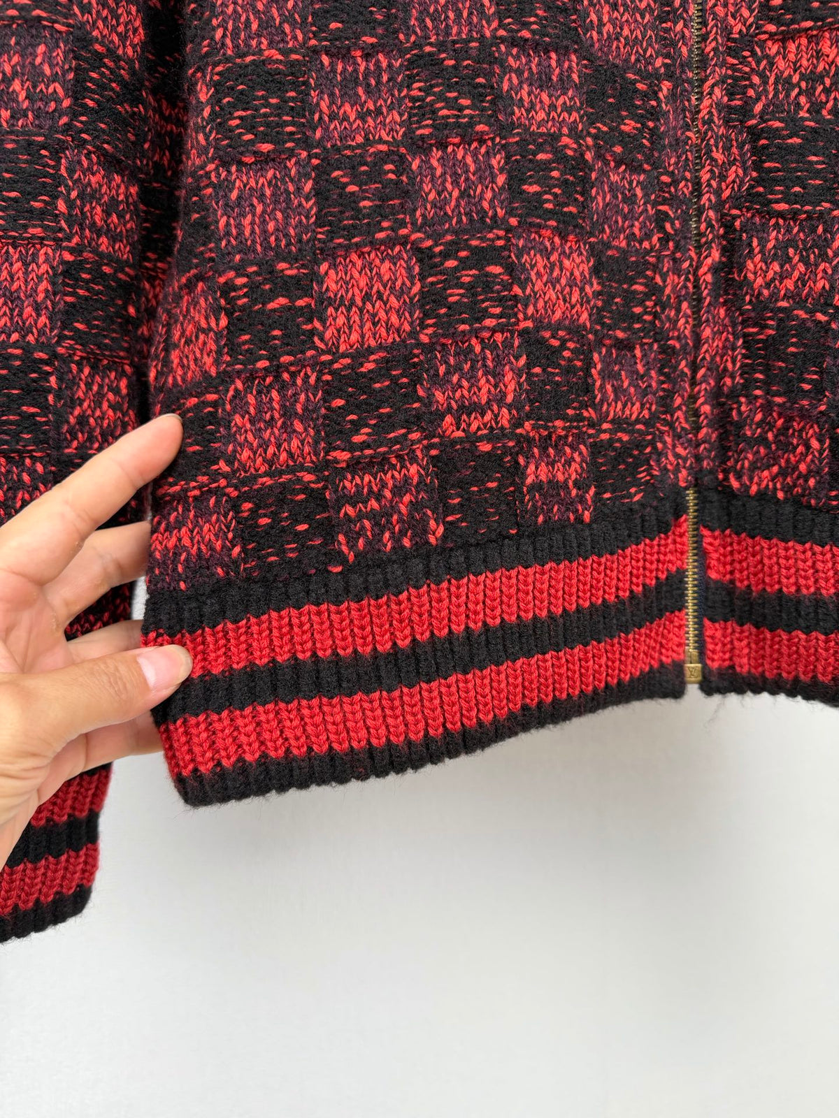 LV Damier Jacquard Cardigan with Collar