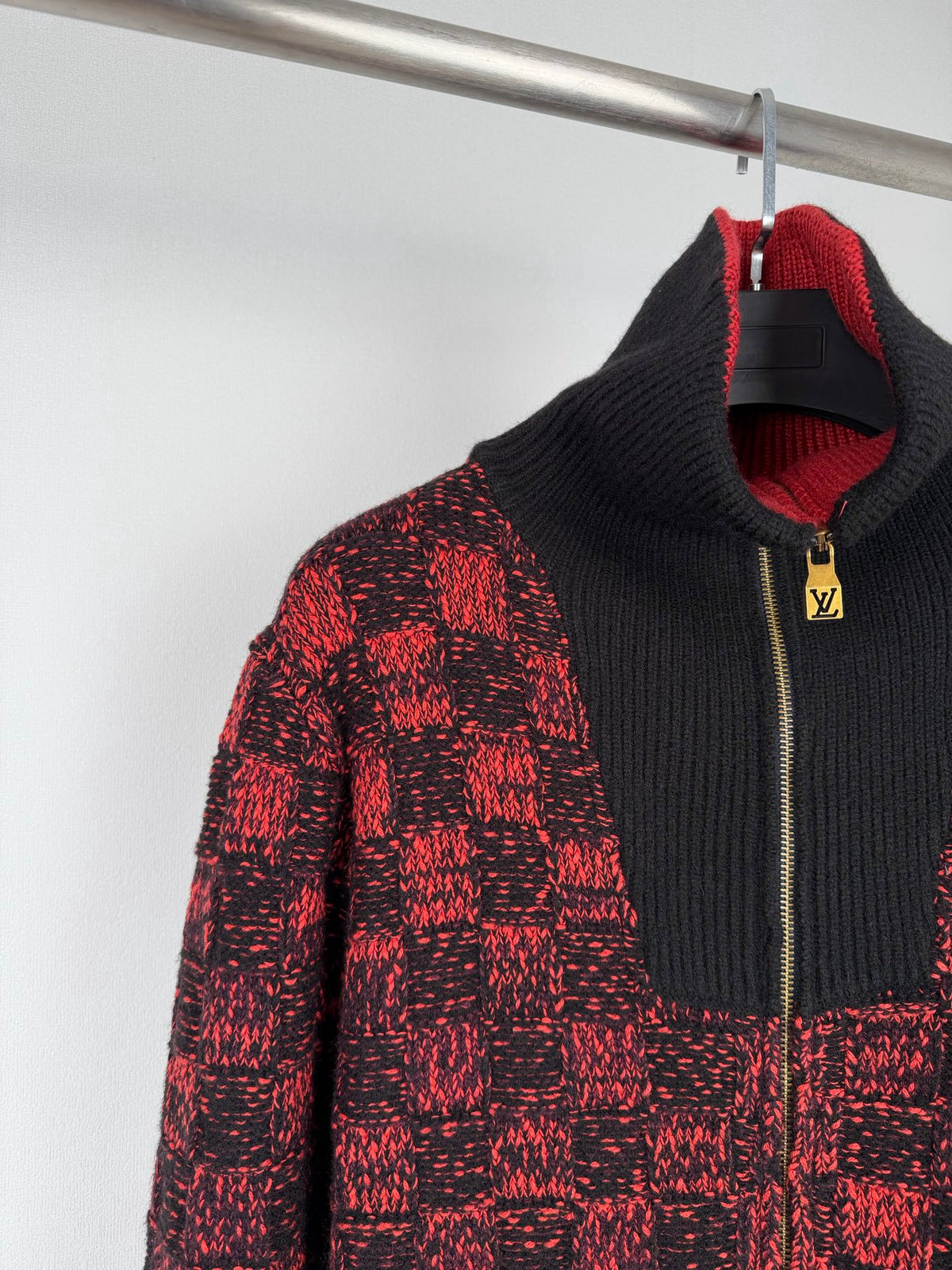 LV Damier Jacquard Cardigan with Collar
