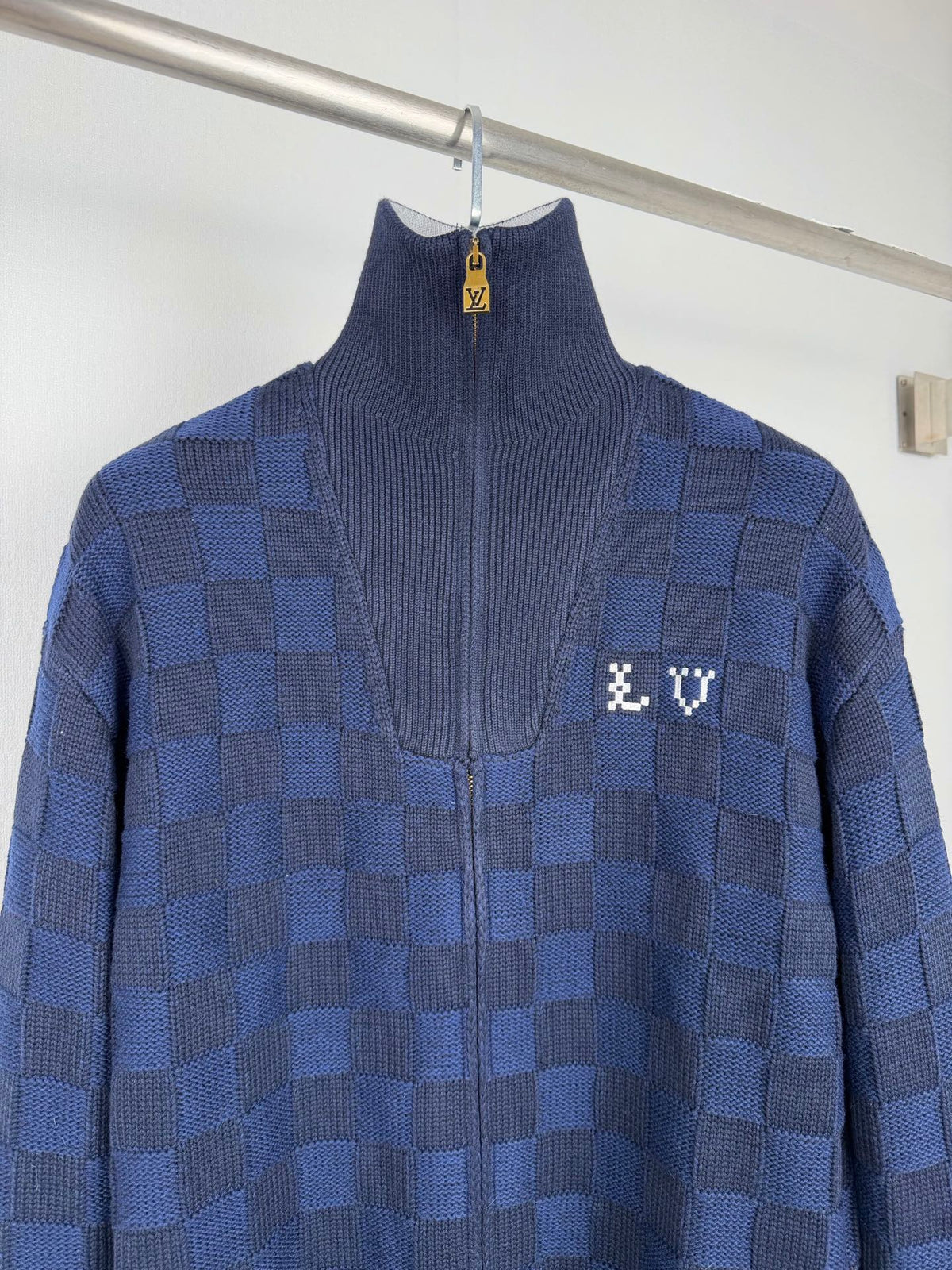 LV Damier Jaquard Zip-Up Cardigan/Sweater