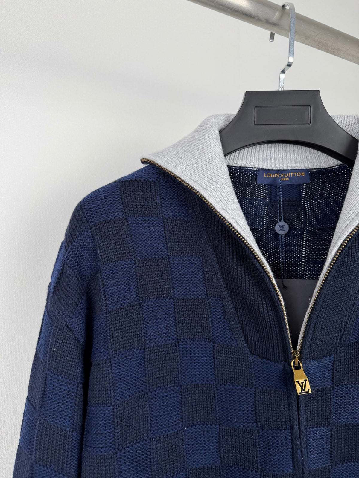 LV Damier Jaquard Zip-Up Cardigan/Sweater