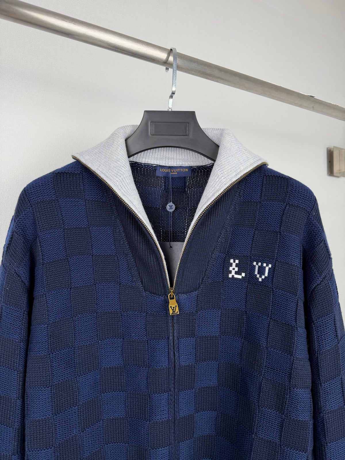 LV Damier Jaquard Zip-Up Cardigan/Sweater