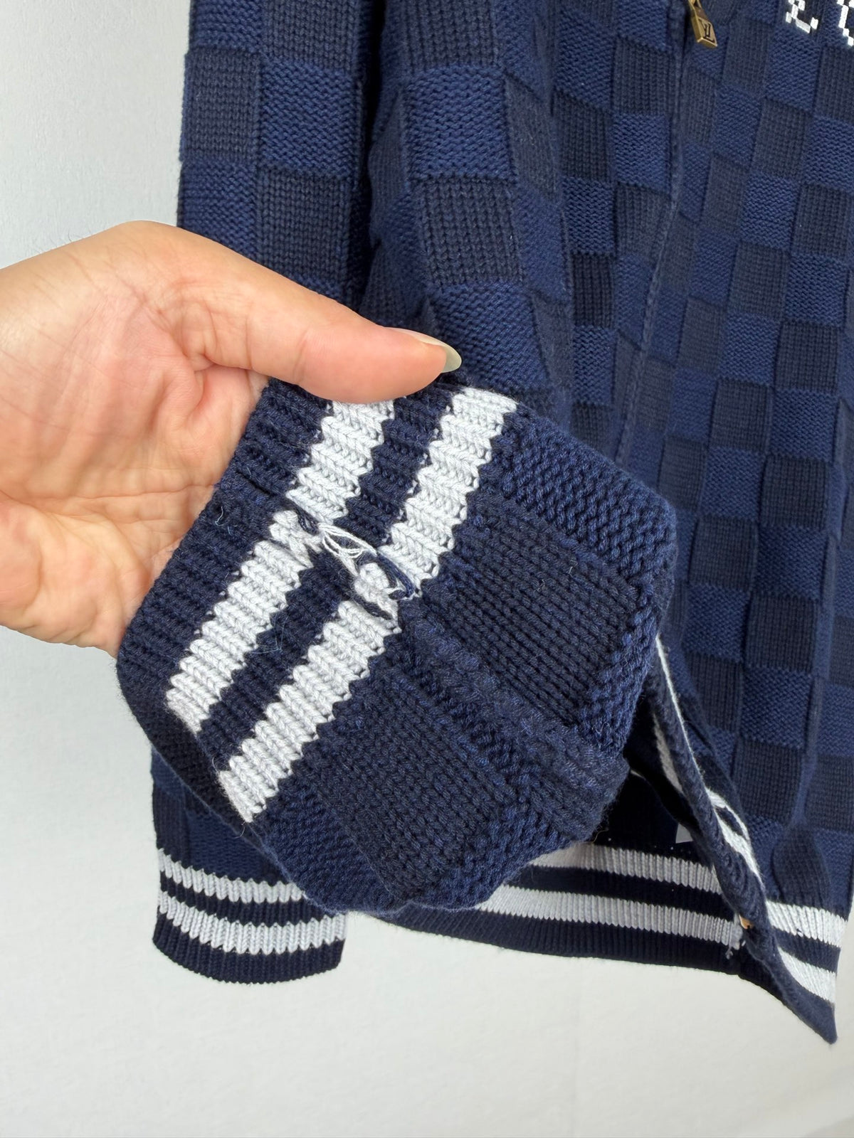LV Damier Jaquard Zip-Up Cardigan/Sweater