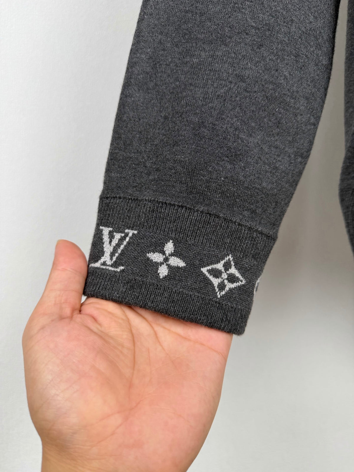 LV Jacquard Collar Zipper Cardigan Sweater