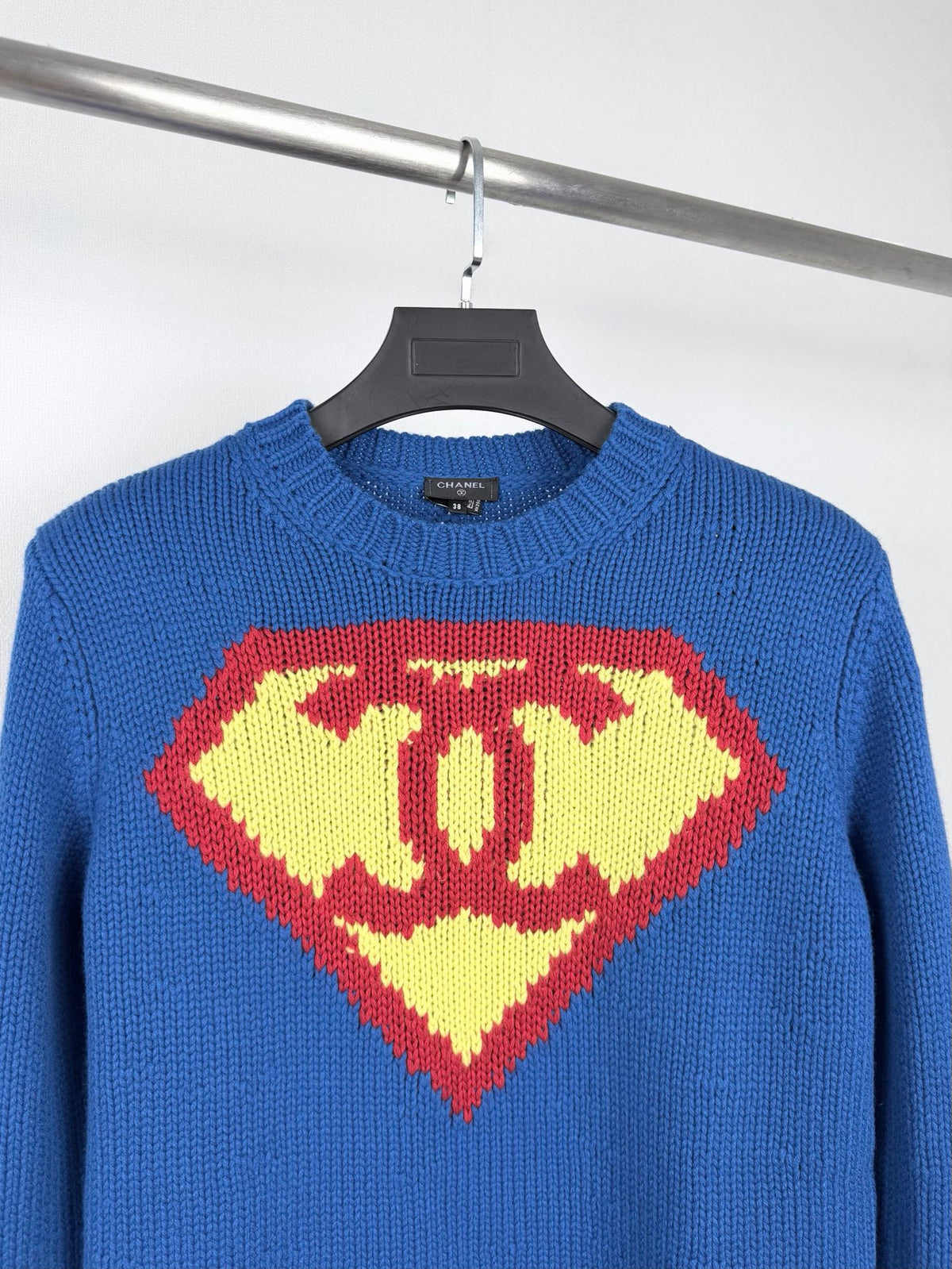 Chanel Superman Double C Logo Crew Neck Sweater Wool Sweater - Women's