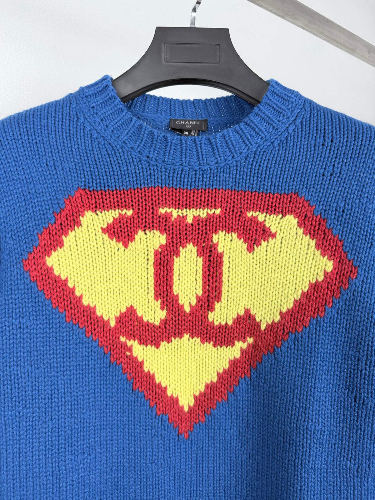Chanel Superman Double C Logo Crew Neck Sweater Wool Sweater - Women's