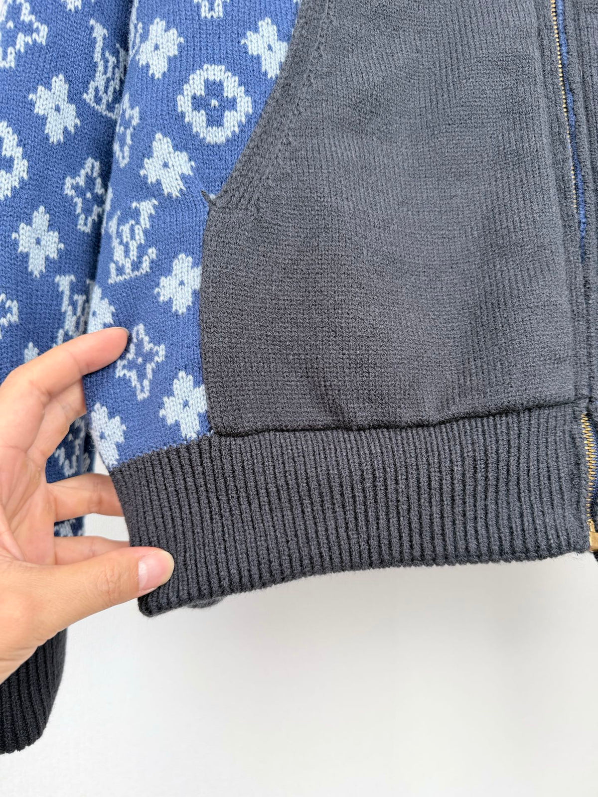 LV Reversible Jacquard Knit Zipper Cardigan