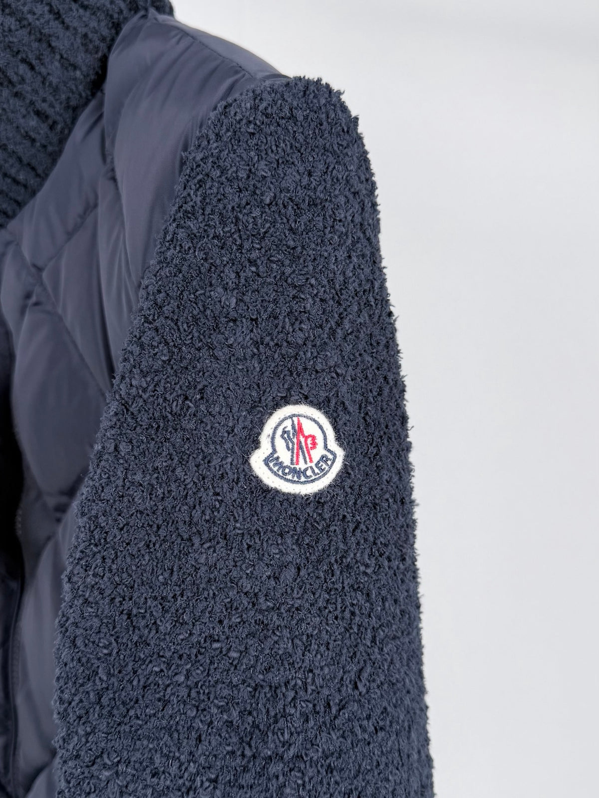 Moncler Diamond Quilted Knit Stand Collar Patchwork Down Jacket - Women's