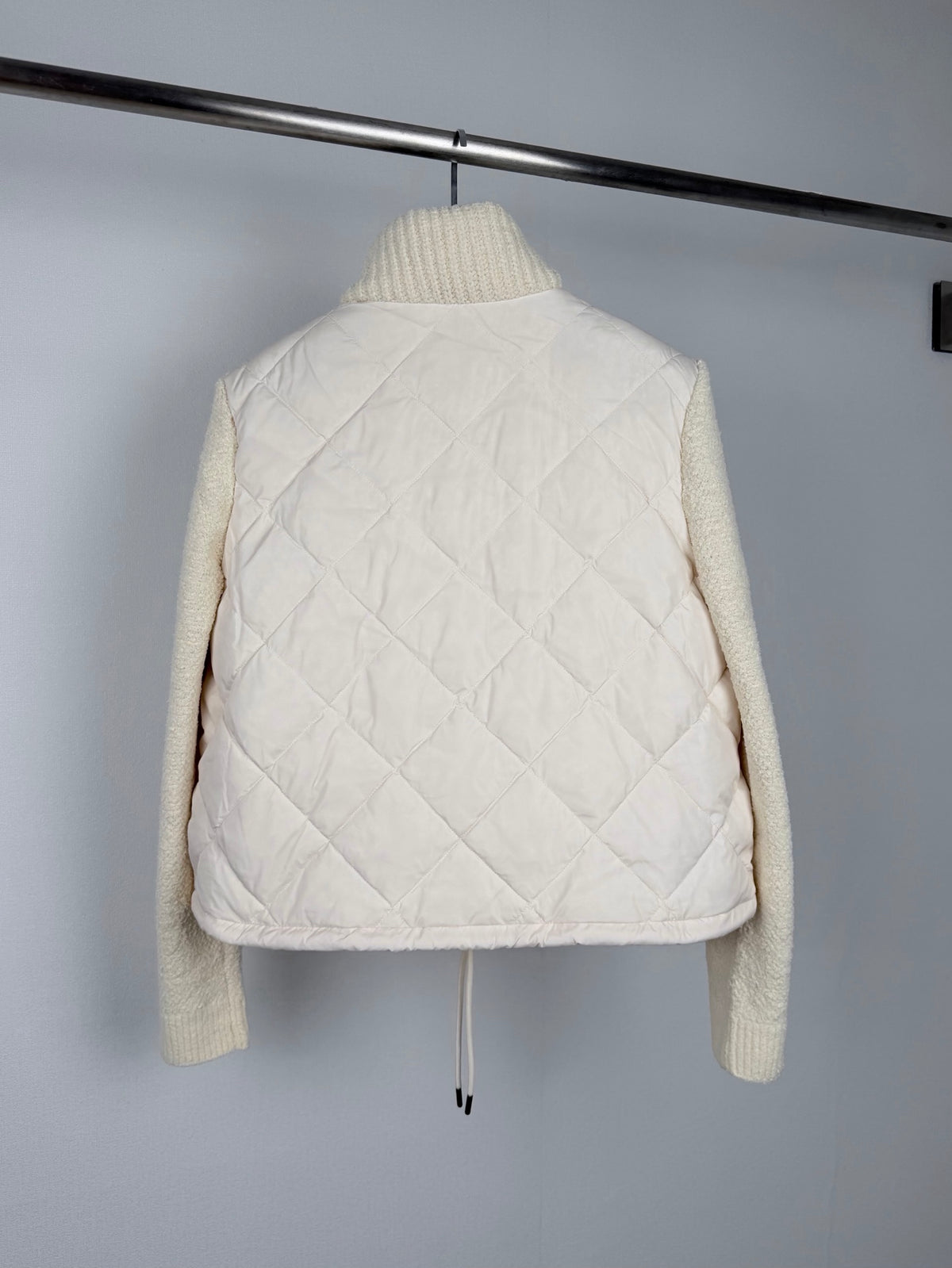 Moncler Diamond Quilted Knit Stand Collar Patchwork Down Jacket - Women's