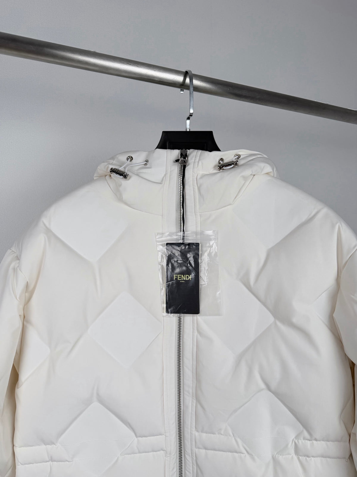 Fendi Jacquard Mid Length Down Jacket - Woman's
