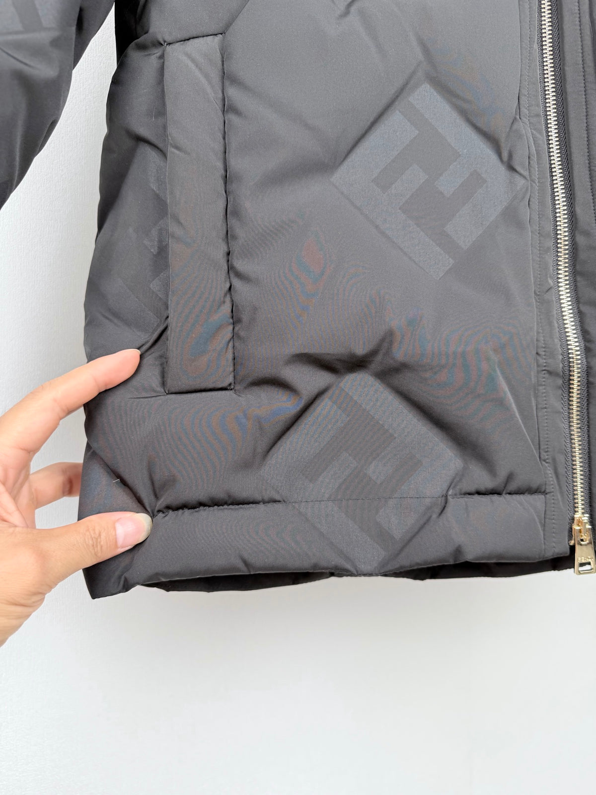 Fendi Jacquard Mid Length Down Jacket - Woman's
