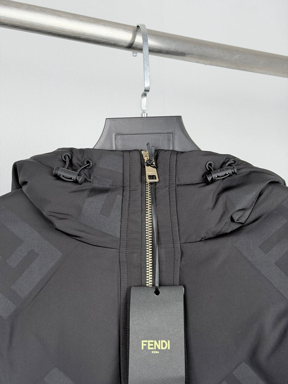 Fendi Jacquard Mid Length Down Jacket - Woman's