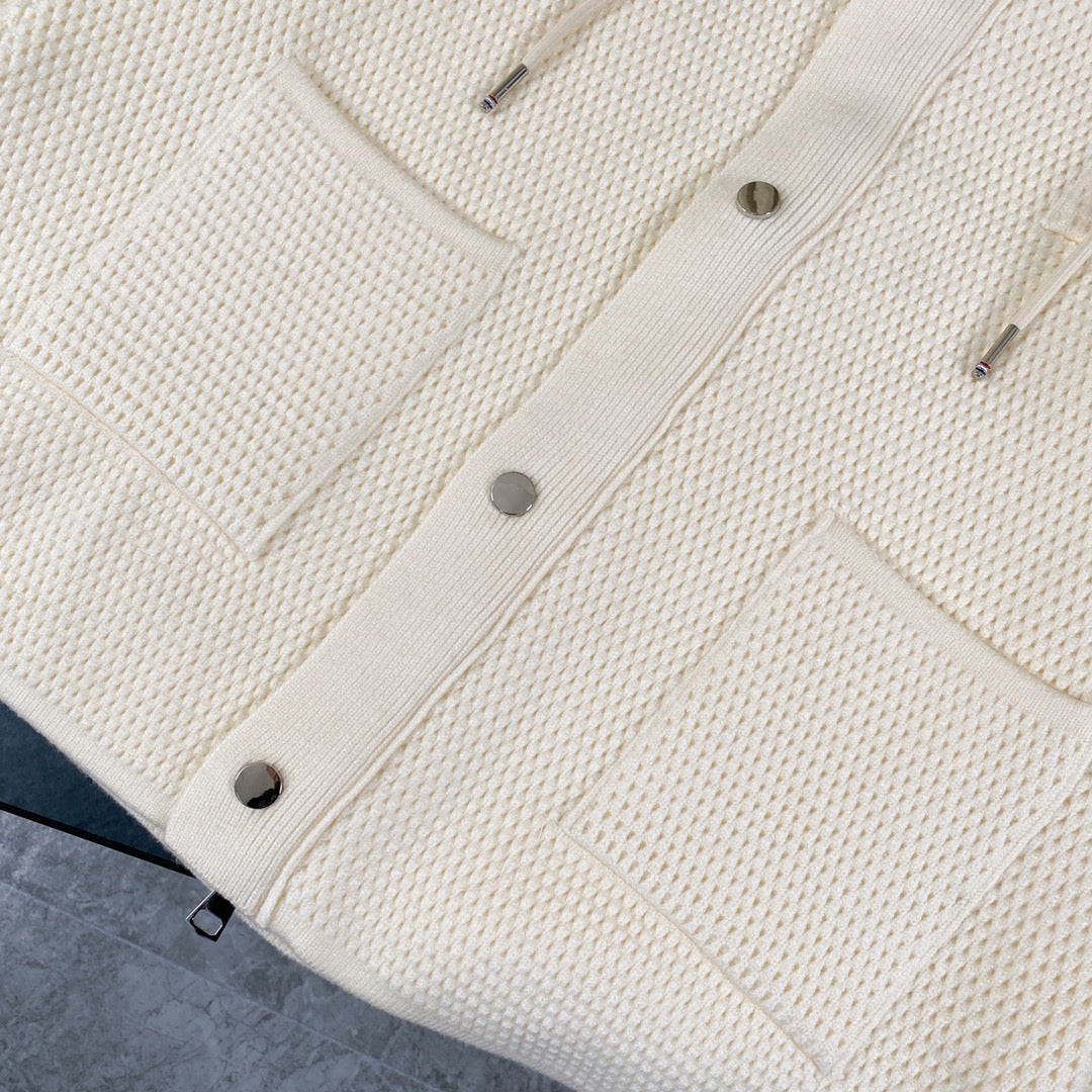 Thom Browne Chunky Knit Cashmere Detachable Zipper Hooded Jacket